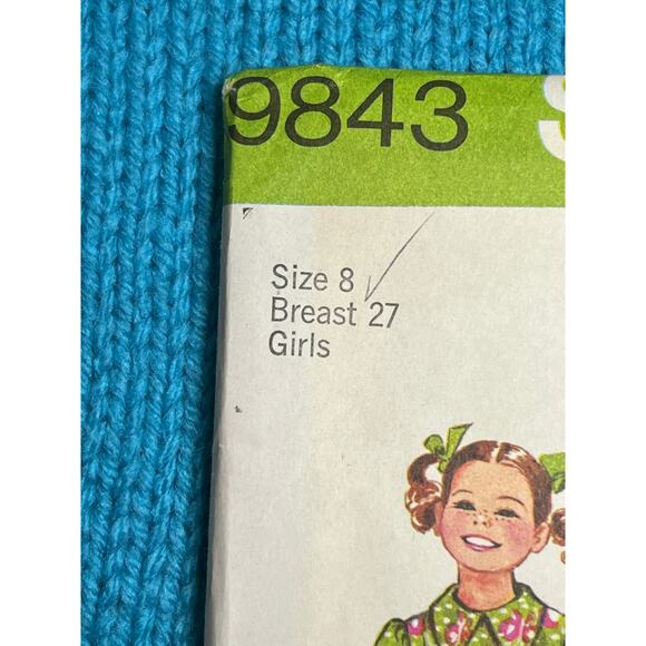 Simplicity 9843 Sewing pattern Girls A line dress Pinafore 1960s size 8 - Picture 2 of 6